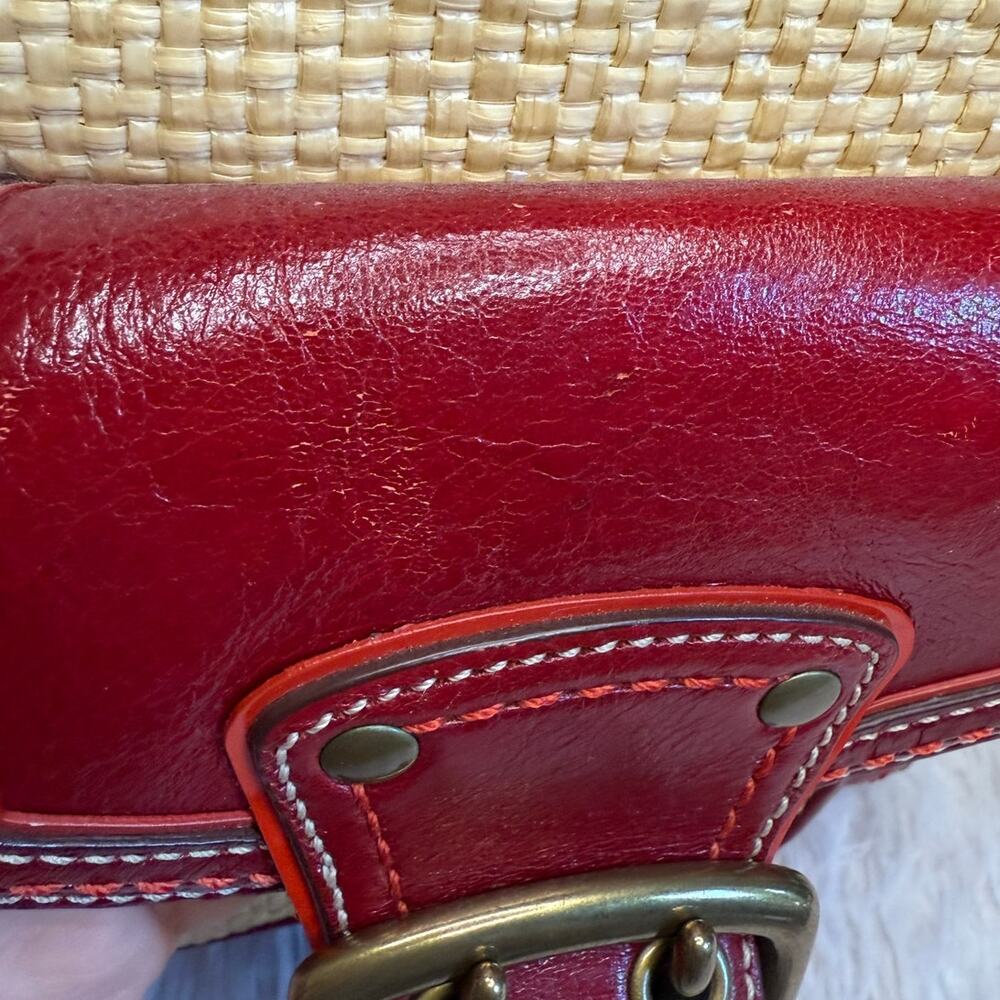 Vintage COACH y2k Red Natural Legacy Straw Tote Bag - Picture 13 of 13